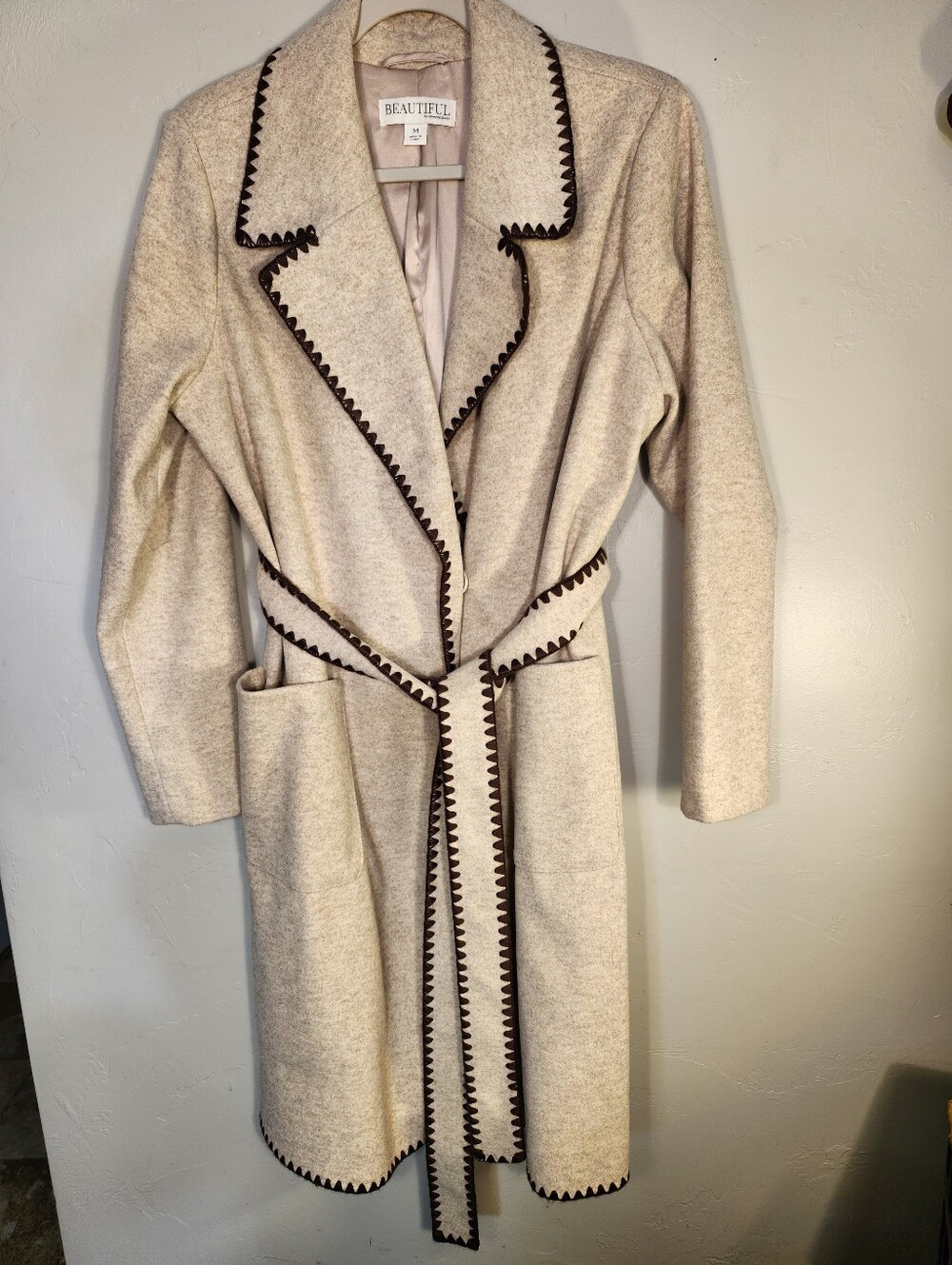 Beauitful Cream Trench Coat with Brown Trim